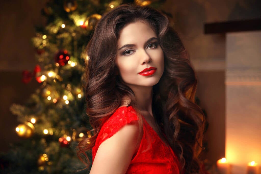 Woman in red attire