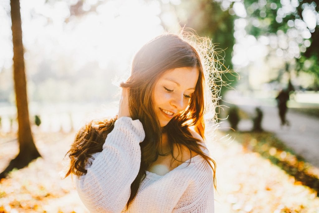 Woman outdoor shot after Botox